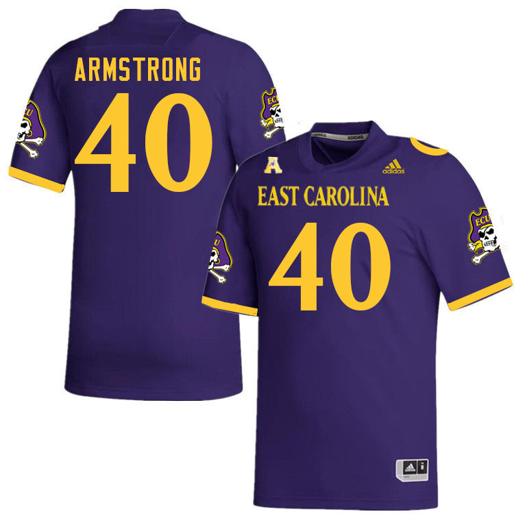 Men #40 CJ Armstrong ECU Pirates College Football Jerseys Stitched Sale-Purple - Click Image to Close